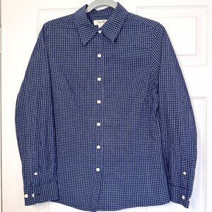 Eddie Bauer Cotton Blend Long Sleeve Button Up Blue Plaid Shirt Size M